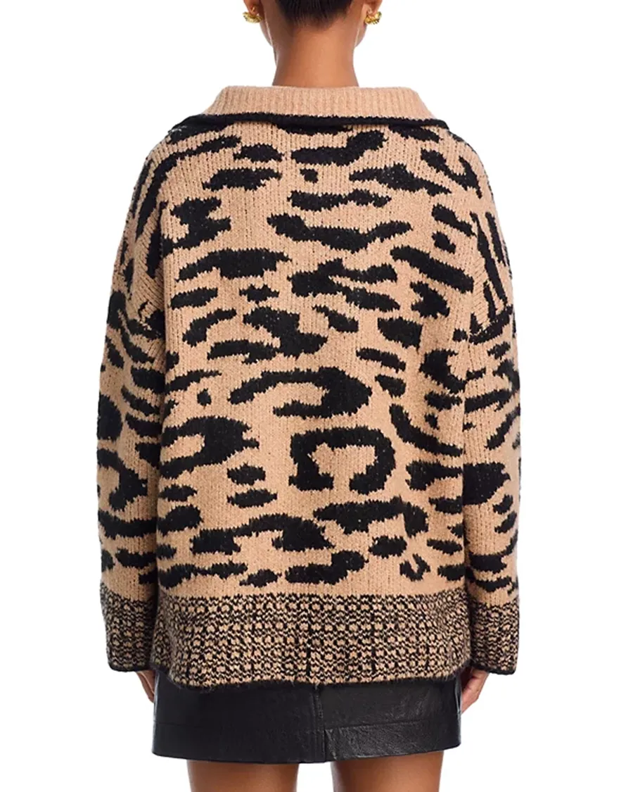 Half Zip Leopard Long sleeves Sweater