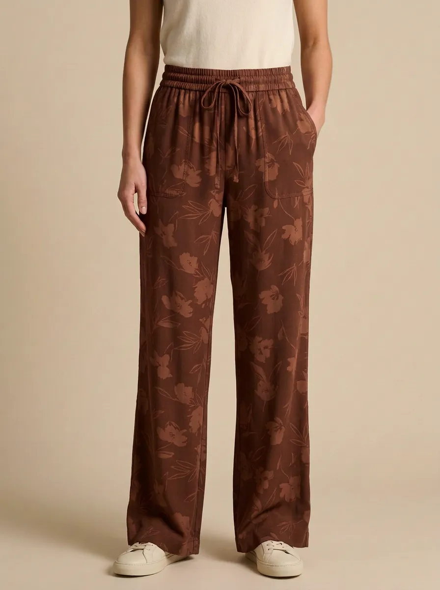 Relaxed Wide-Leg Floral Printed Women's Wide-Leg Pants