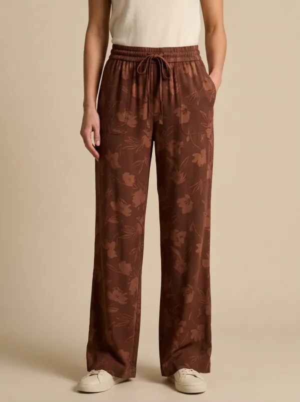 Relaxed Wide-Leg Floral Printed Women's Wide-Leg Pants