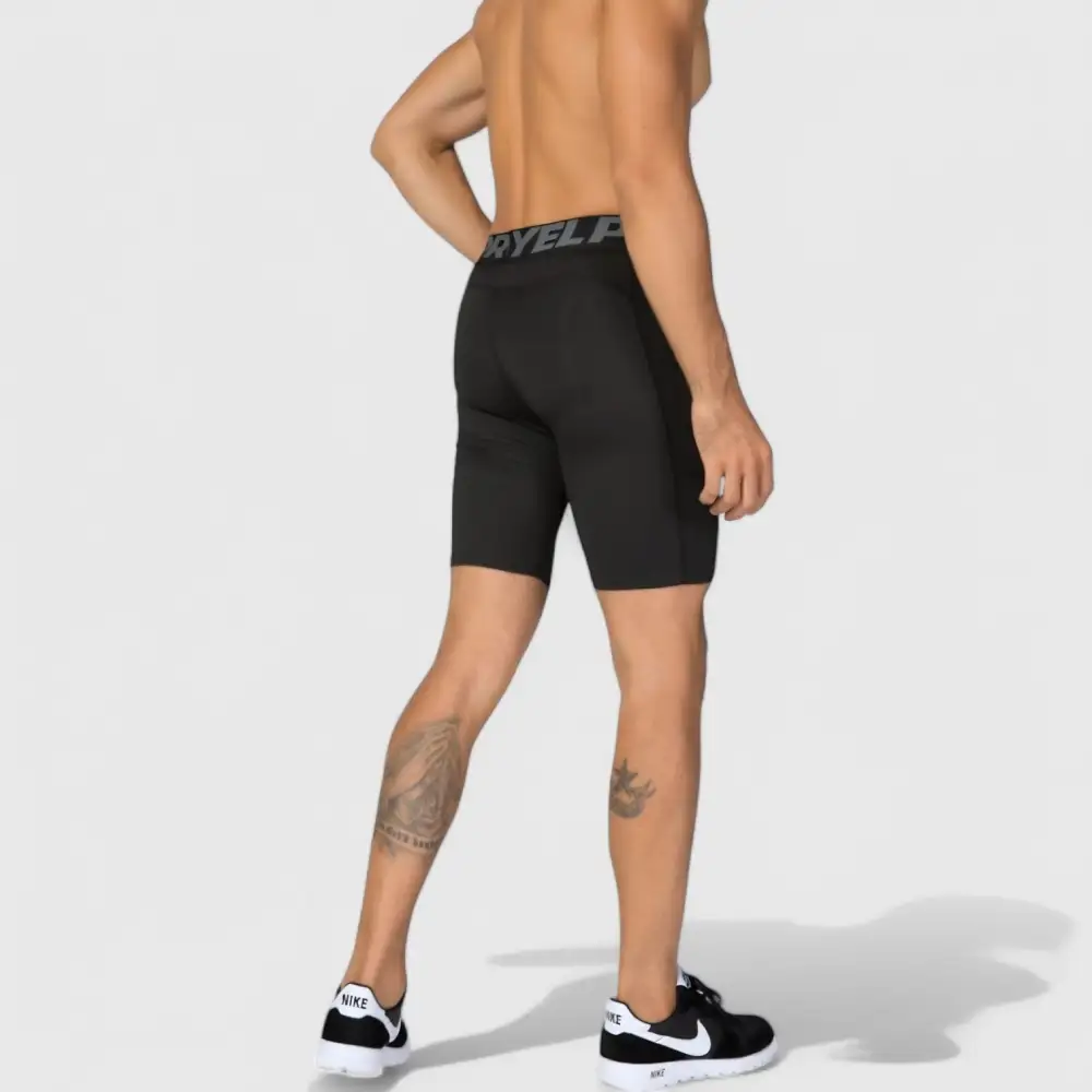 Elastic-Waist Wide-Waistband Compression Stretch Men's Athletic Shorts