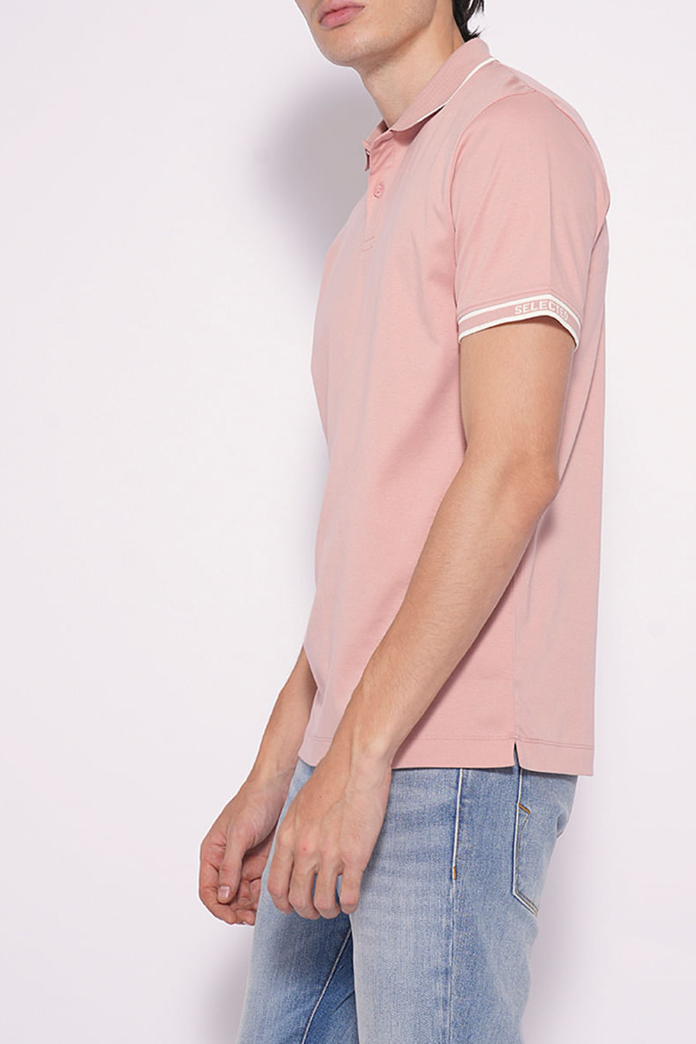 Pink Logo Text Print Cotton Polo