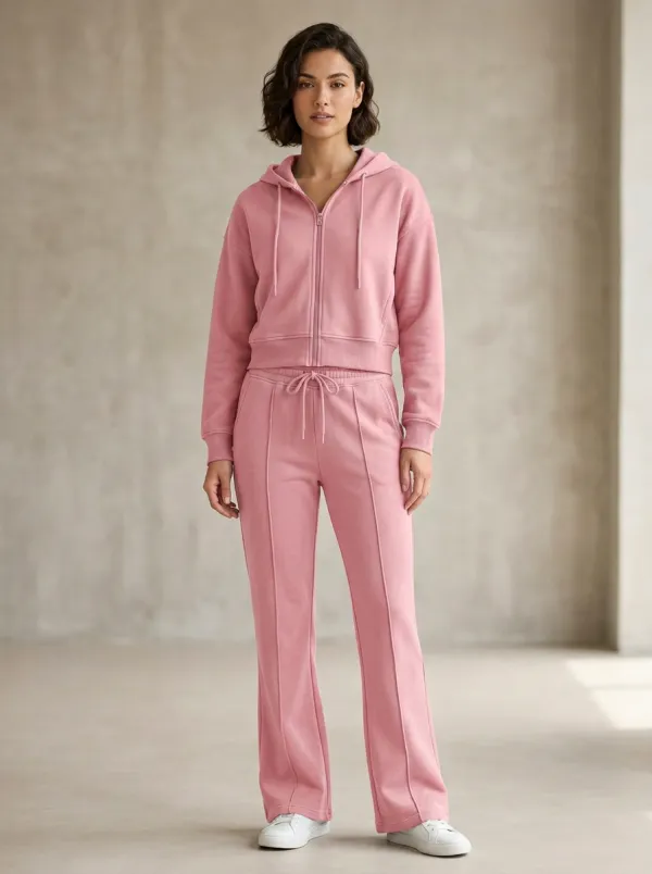 Classic Zip-Up Profile Women's Hoodie And Jogger Set