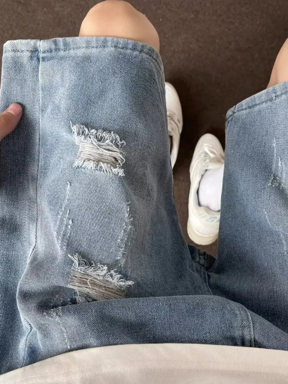 Men's Full Size Ripped Casual Loose Fit Denim