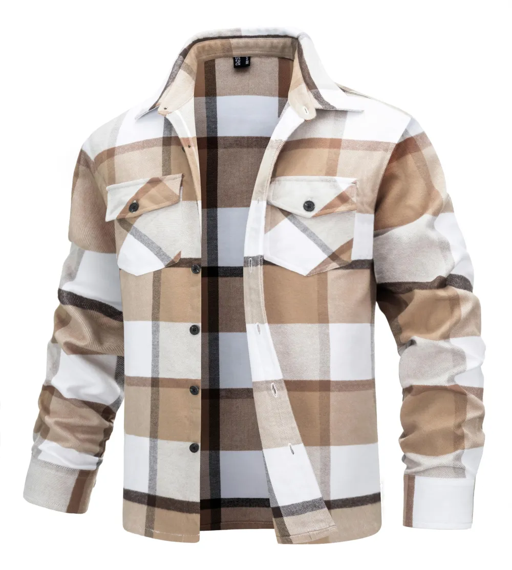 Men's Flannel Shirts Brushed Fleece Flannel Shirts Jacket
