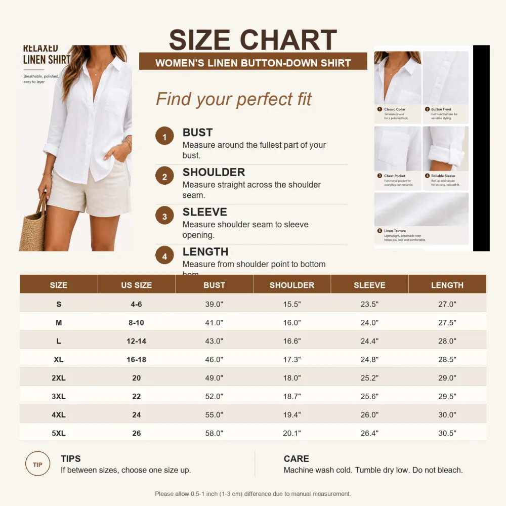 Women's Summer Linen Button-Down Long Sleeve Shirts