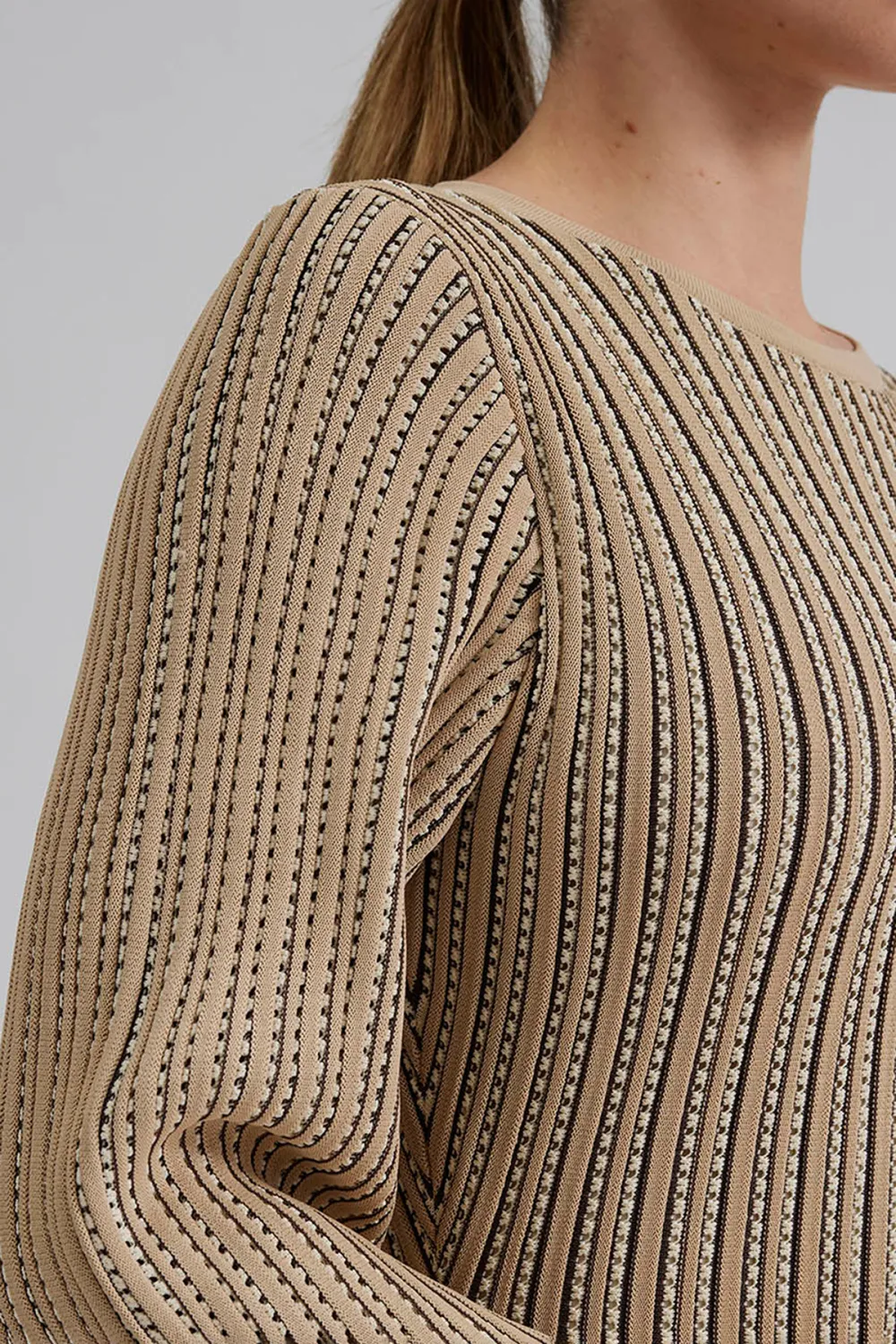 Ribbed Knit Flared Midi Dress