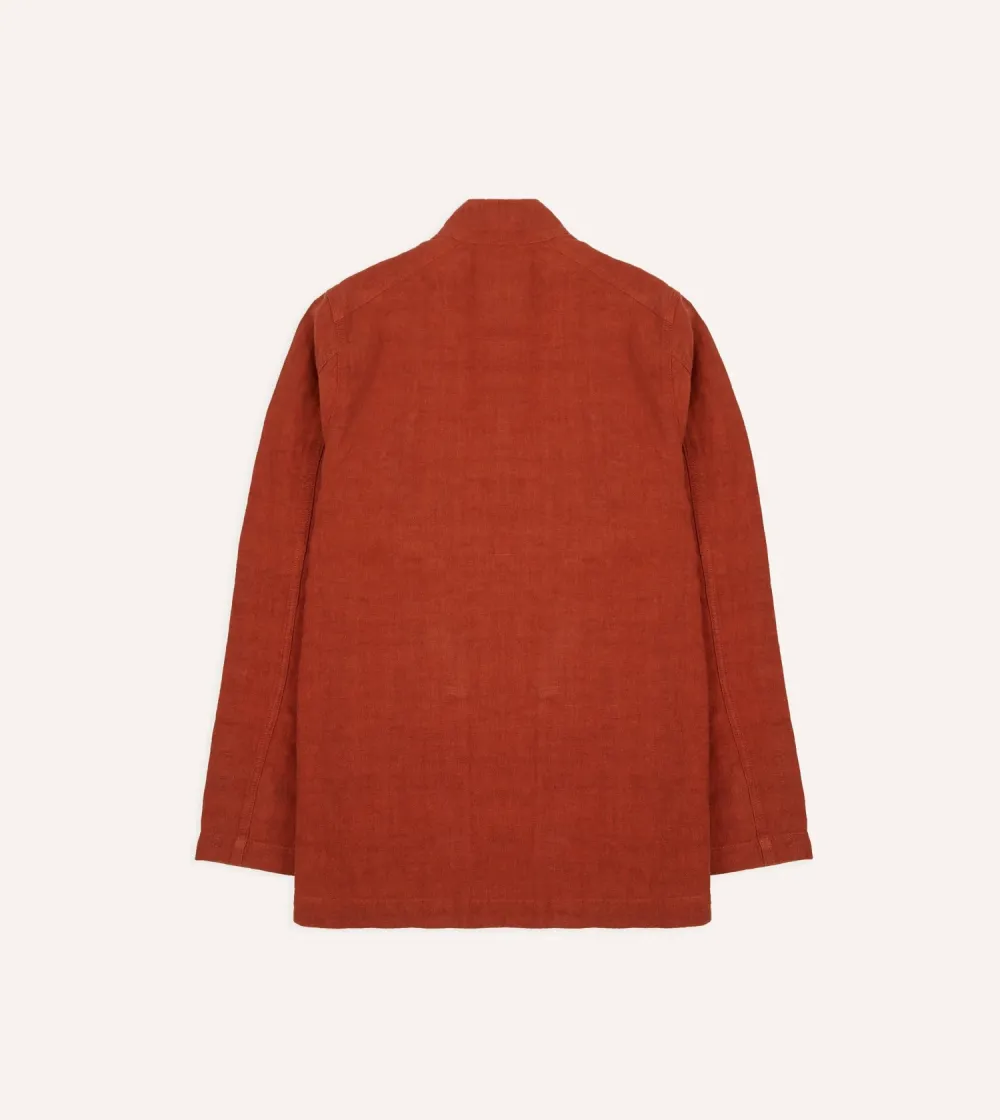 Rust Colored Button Front Cargo Jacket