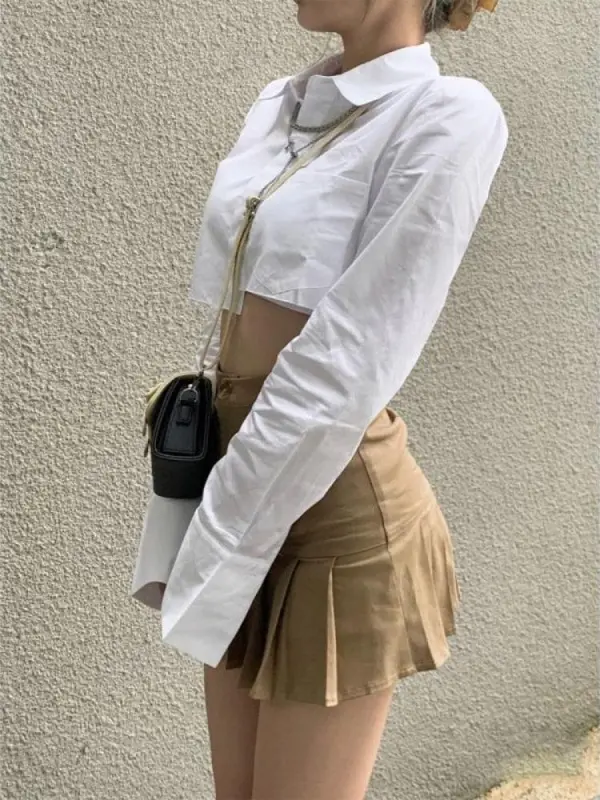 Classic Pleated A-Line Mini Skirt
