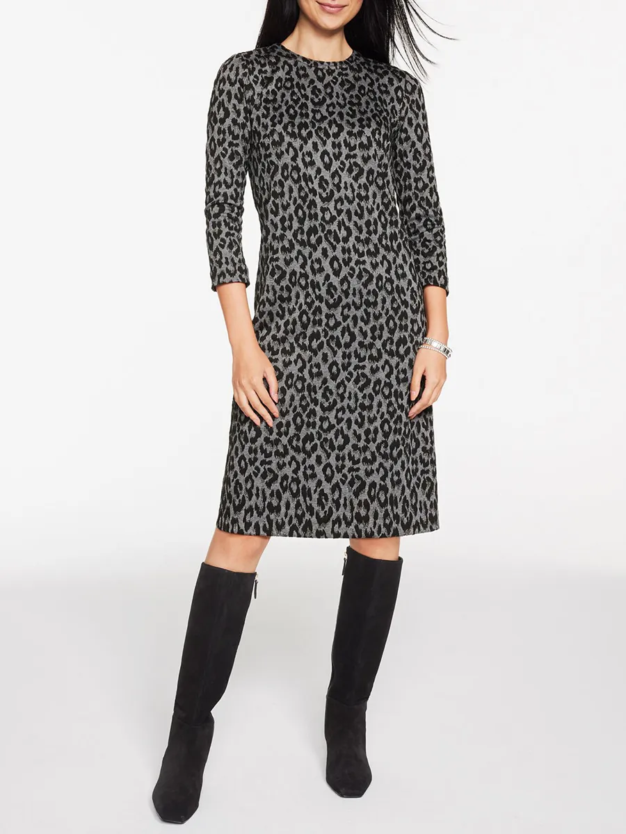 Women'S Stylish Leopard-Print Slim-Fit Midi Dress