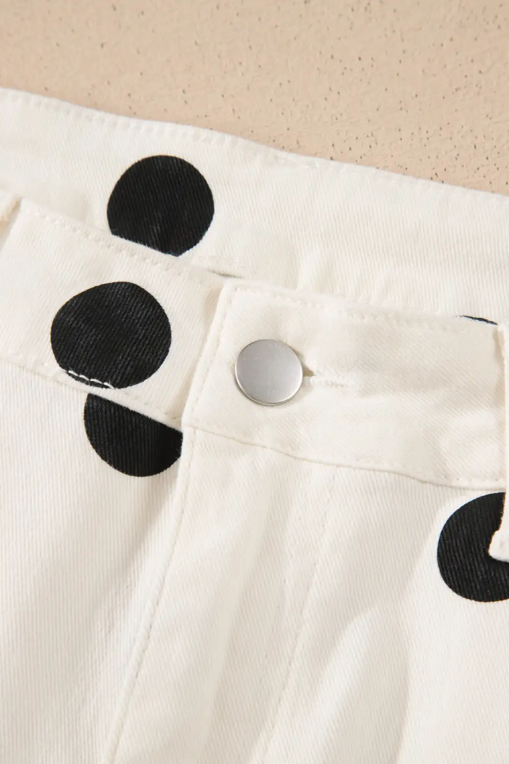 Polka Dot Print Wide Leg Ankle Length Jeans