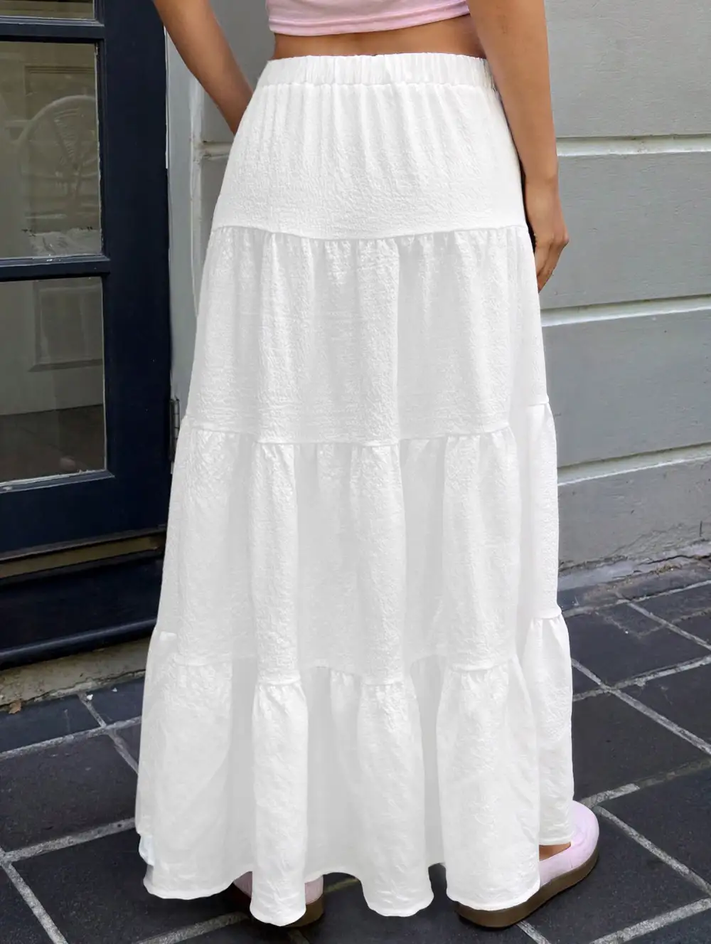 Ruched Drawstring Maxi Skirt