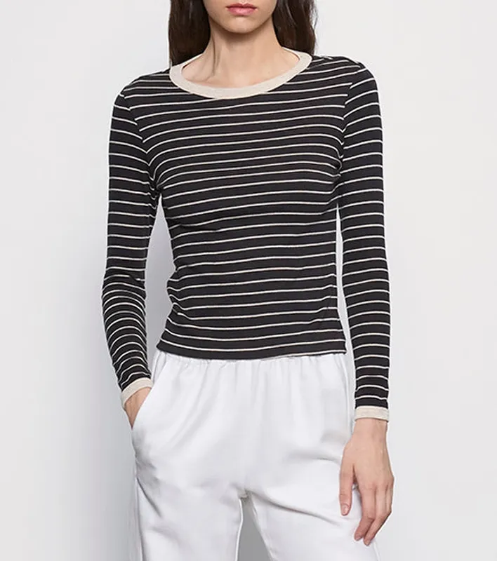 Stripe Classic L/S Tee Black/wheat Stripe