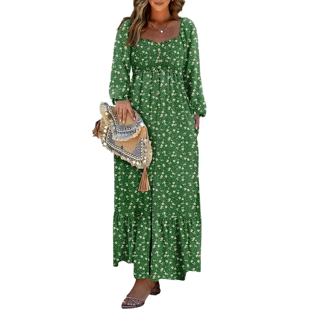 🔥Women's Bohemian FloralLong-Sleeve Dress