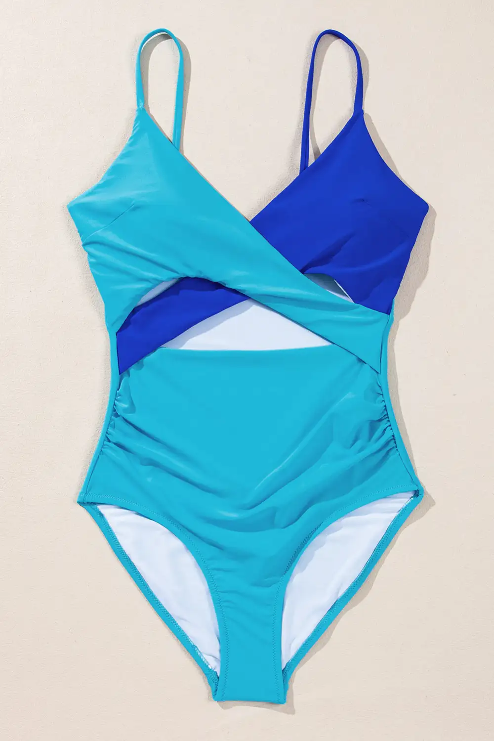Crossover Blocked Pattern Panel Detail One Swimsuit