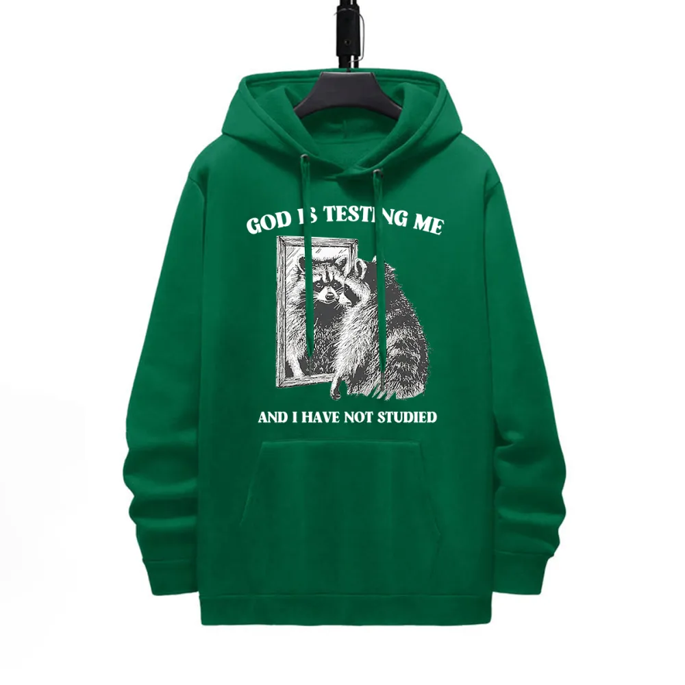 God Is Testing Me Pattern Printed Hoodie