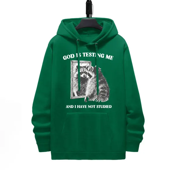 God Is Testing Me Pattern Printed Hoodie