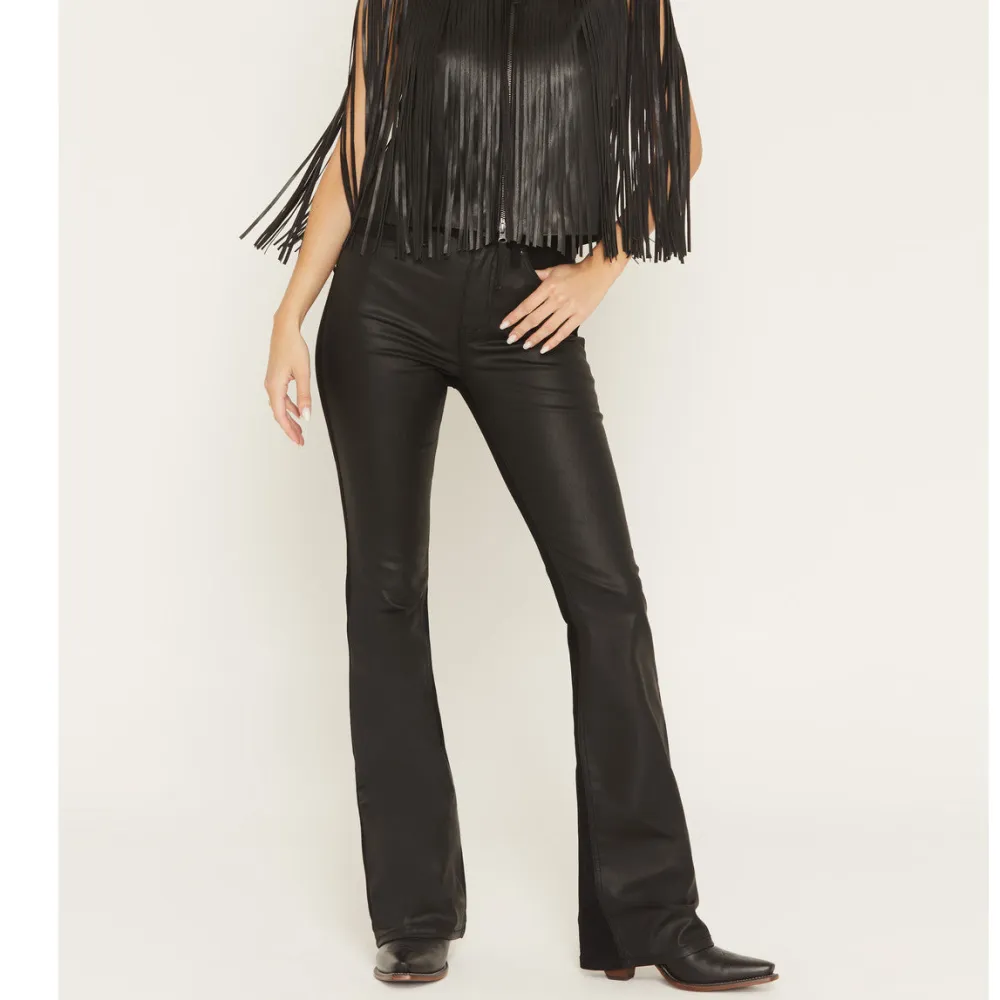 Classic High Rise Bootcut Stretch Denim Coated Jeans