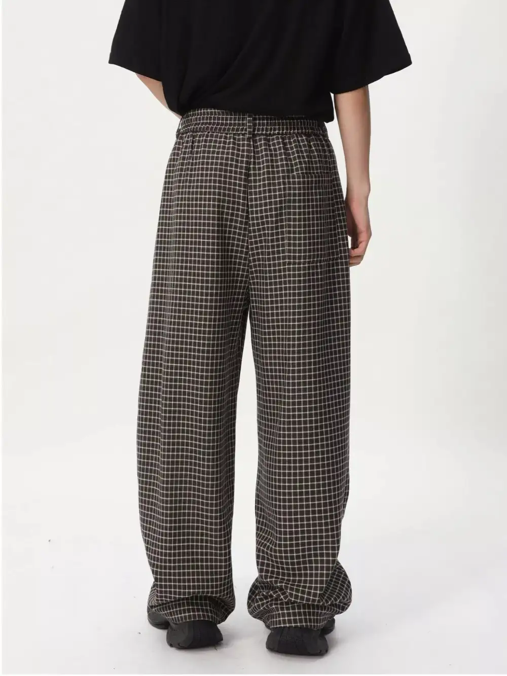 Refined Men's Plaid Wide Leg Pants