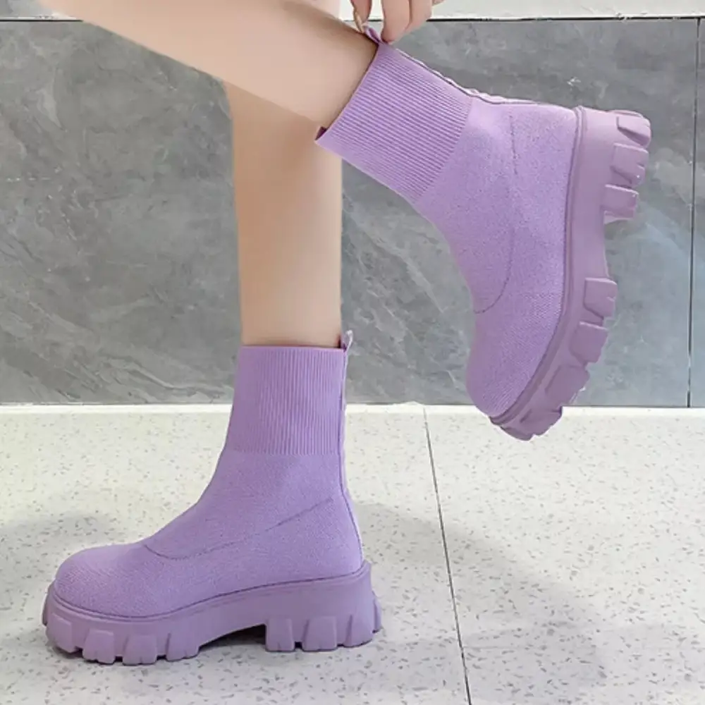 Round Toe Block Heels Boots