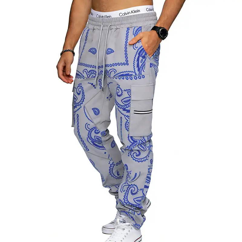 Men's Cargo Jogging Pants Waistband Pockets Cargo Pants