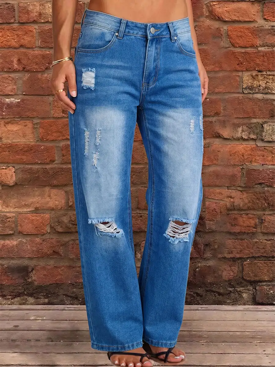 High Waist Wide Leg Seamed Cutout Detail Button Detail Pocket Jeans