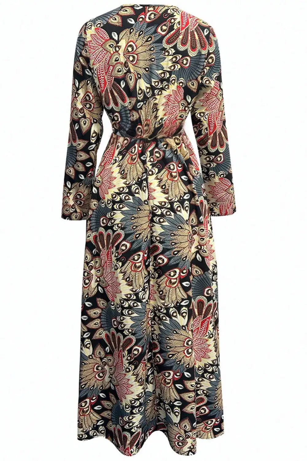 Floral Print V Neck Wrap High Waist Maxi Dress