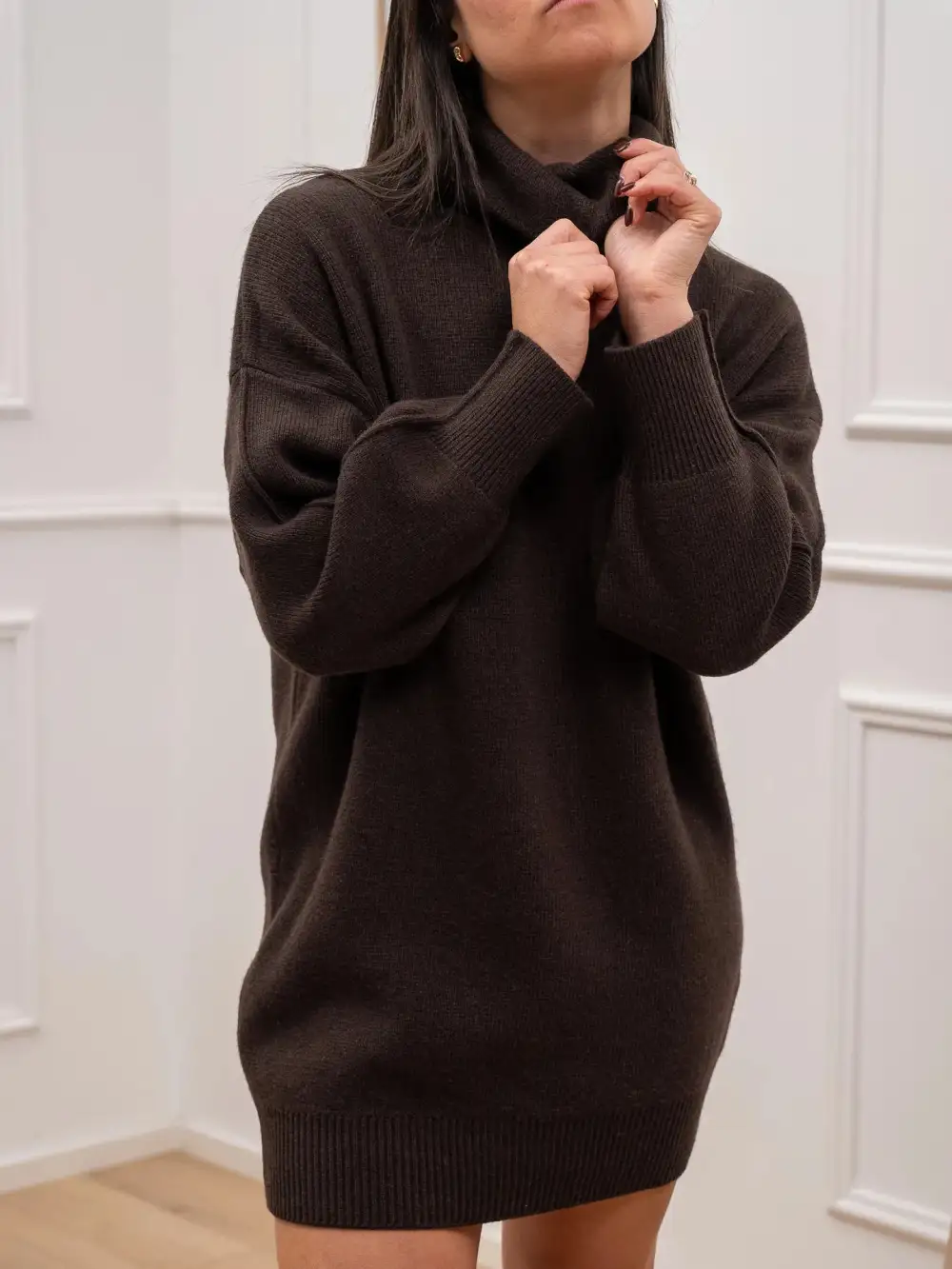 Easy Brown Drape Mini Dress