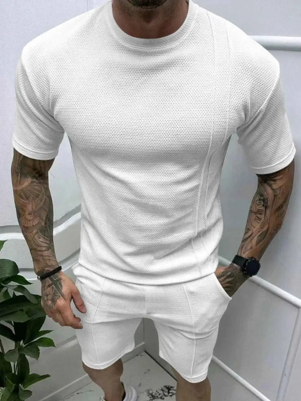 Round Neck Tee and Shorts Set