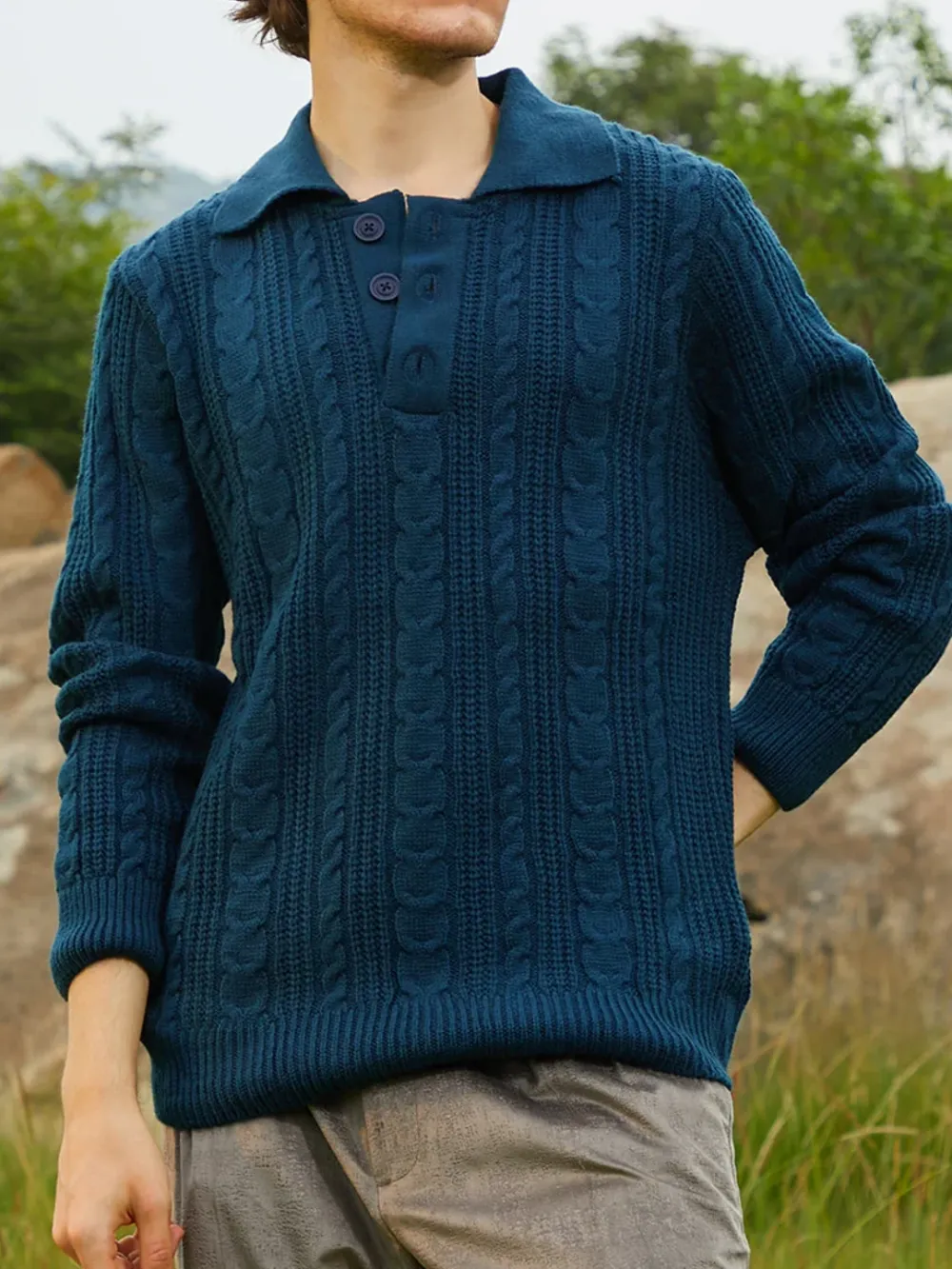 Knit Collared Polo Neck Sweater