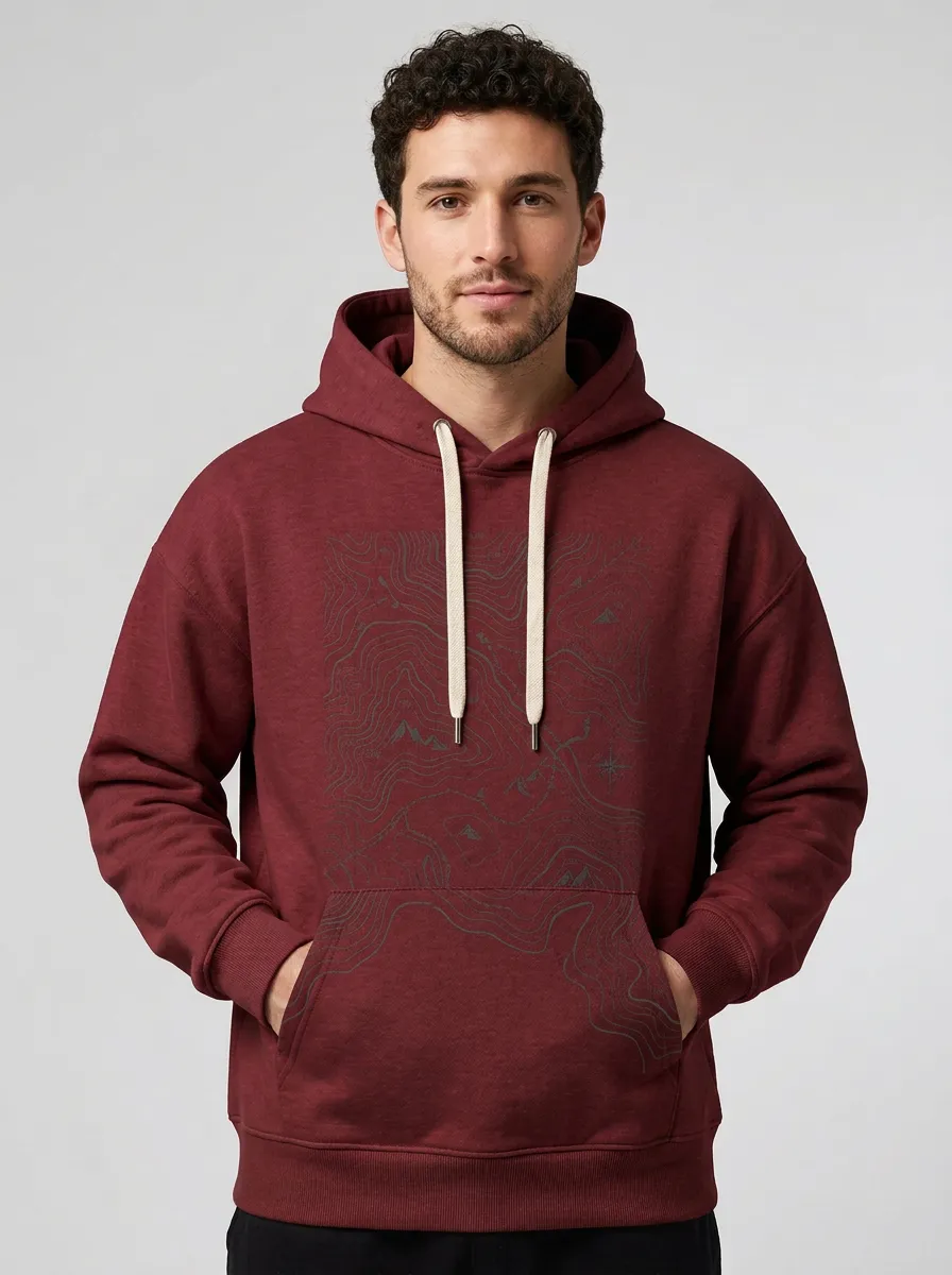 Men's Outpost Hiking Explorer Topographic Graphic Hoodie