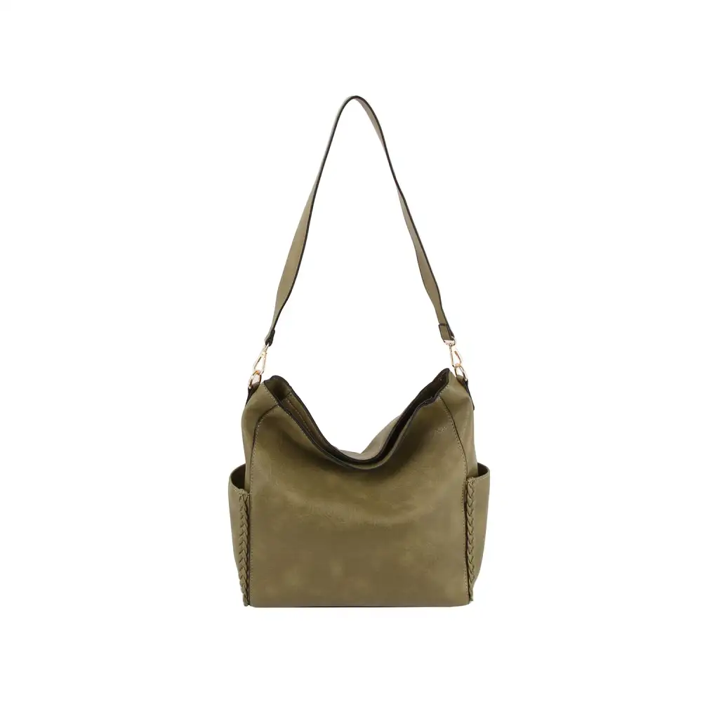 Refined Detail Woven Pocketed Faux Leather Hobo Shoulder Bag