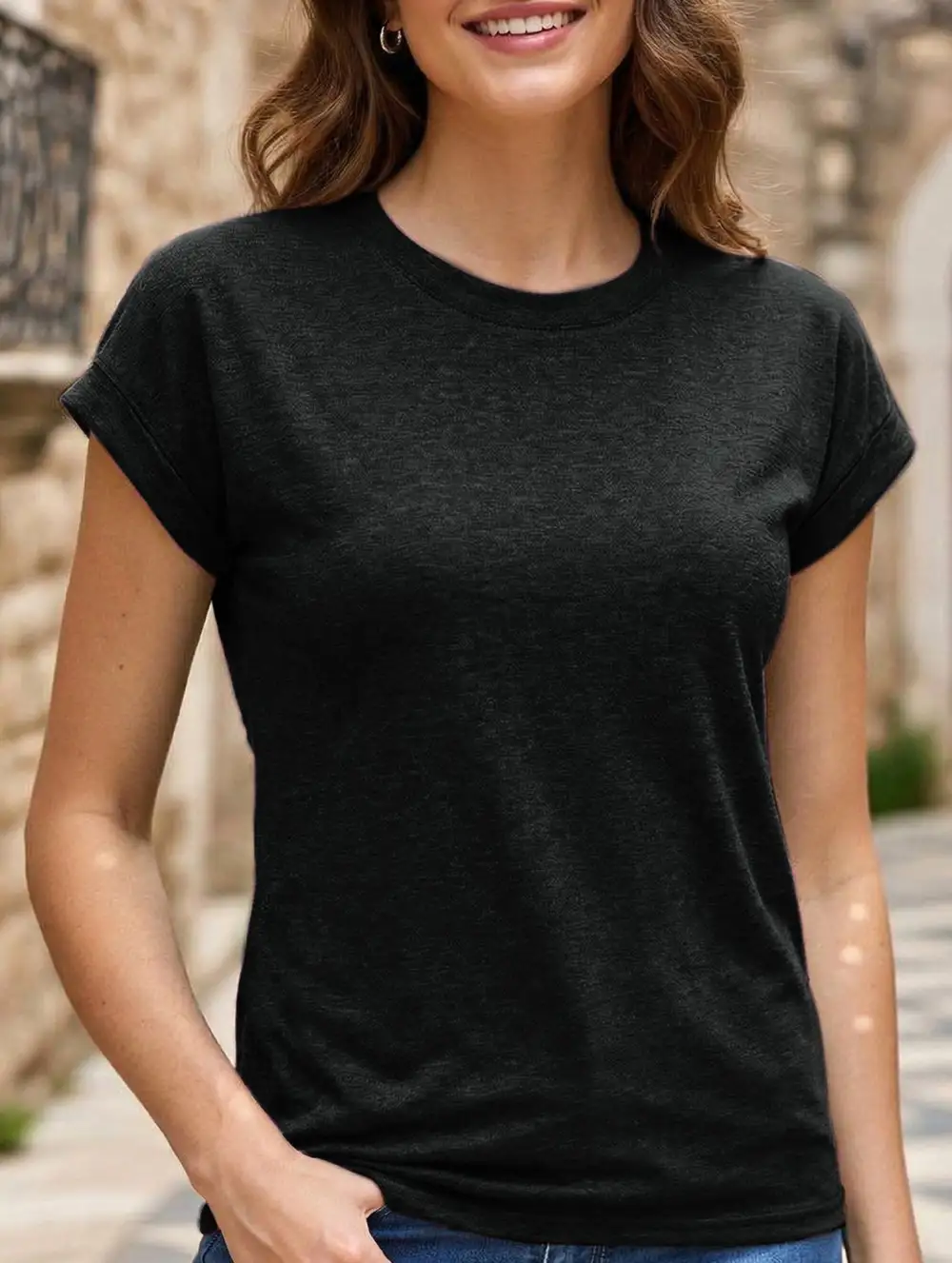 Easy Fit Loose Crew Neck Short Sleeve Tee
