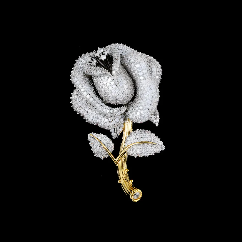 Delicate Rose Stem Brooch