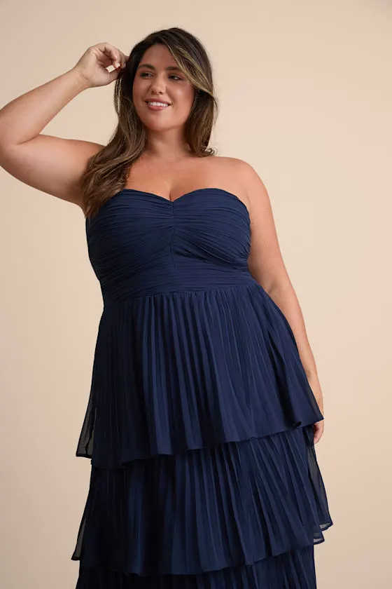 Seriously Sensational Light Pink Strapless Tiered Maxi Dress