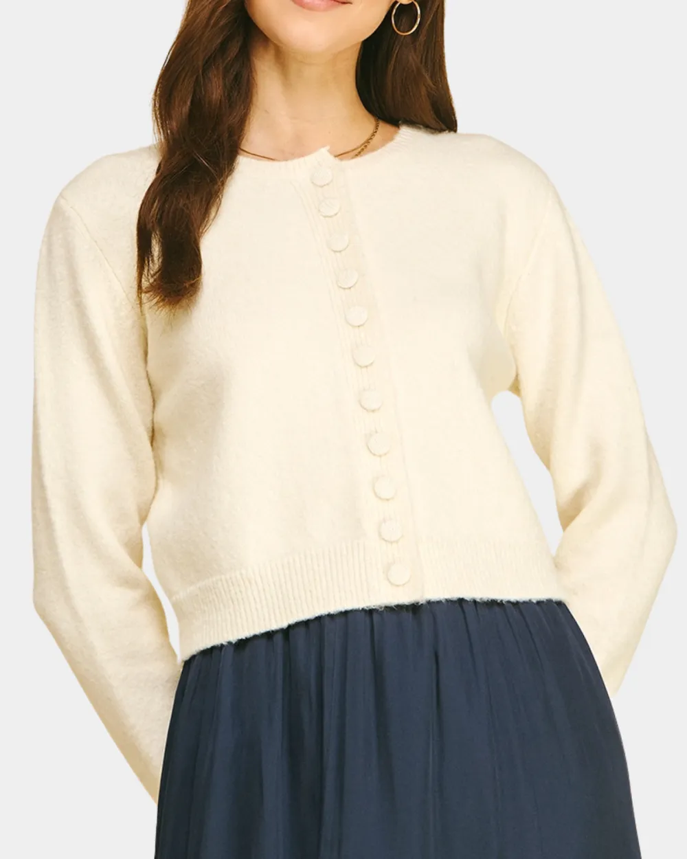 Textured Button Front Cardigan