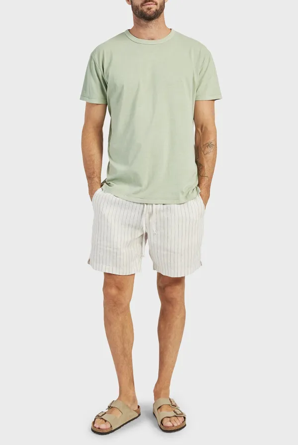 Green Striped Cotton Shorts