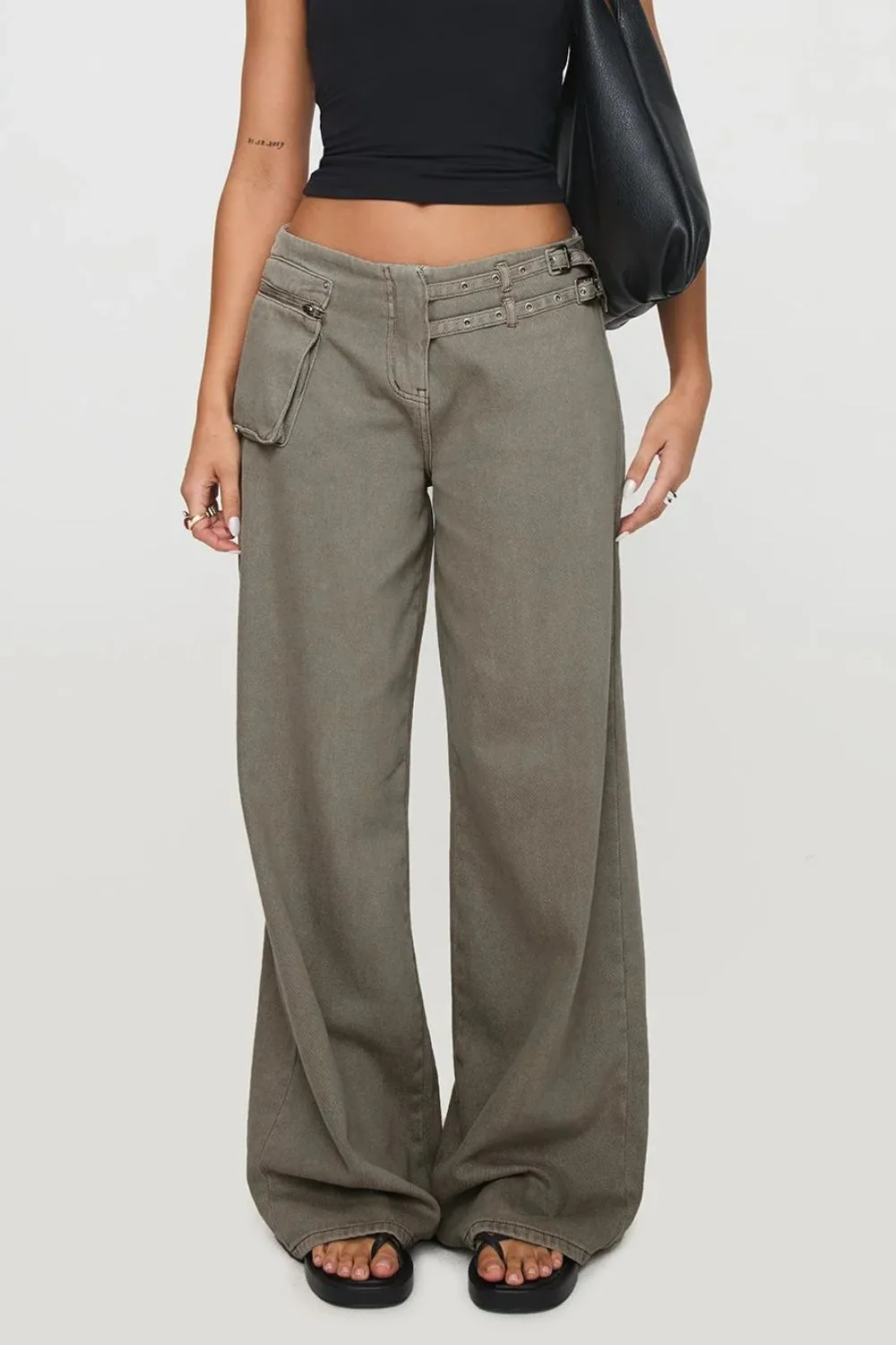 Pocket Detail Tiered Denim Jeans