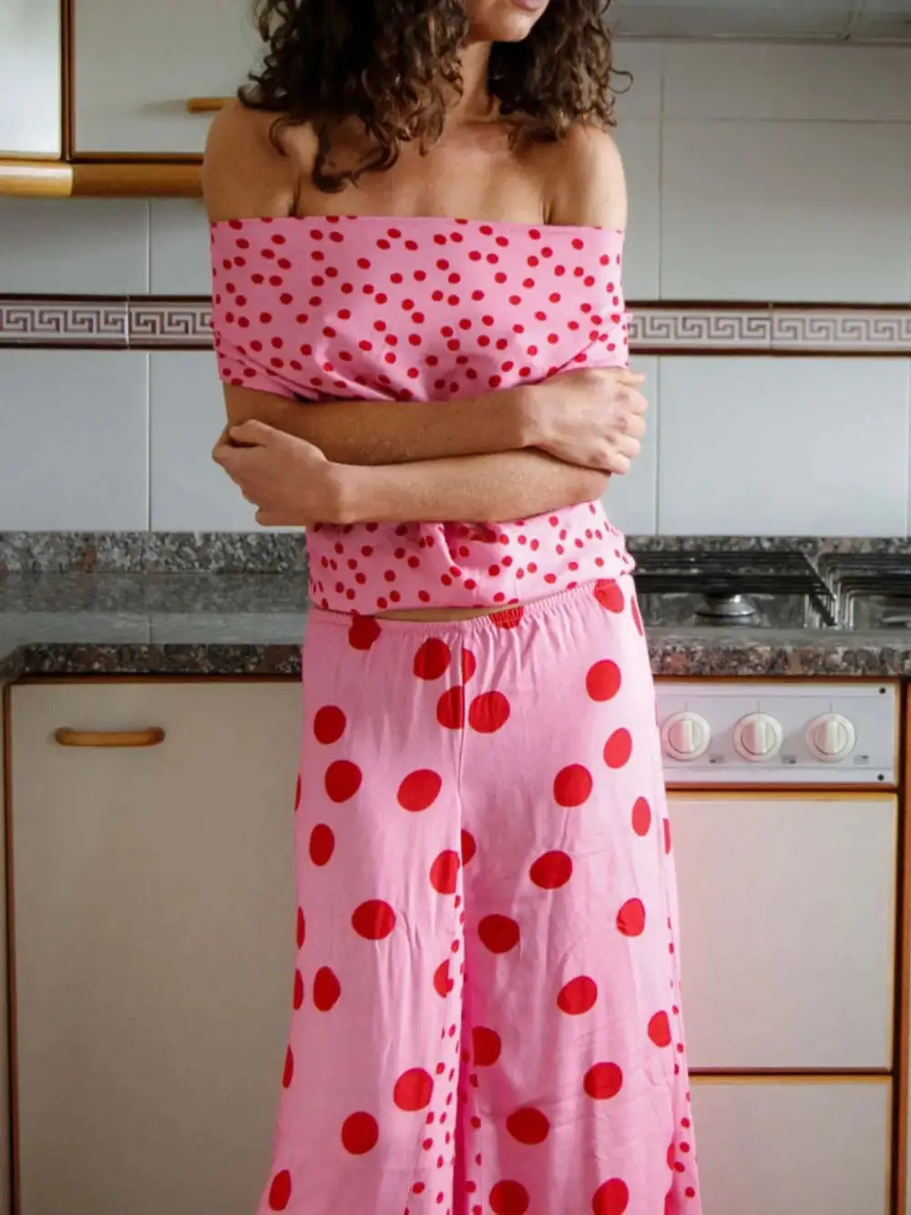 Sleek Polka Dot Detail Coordinated Set