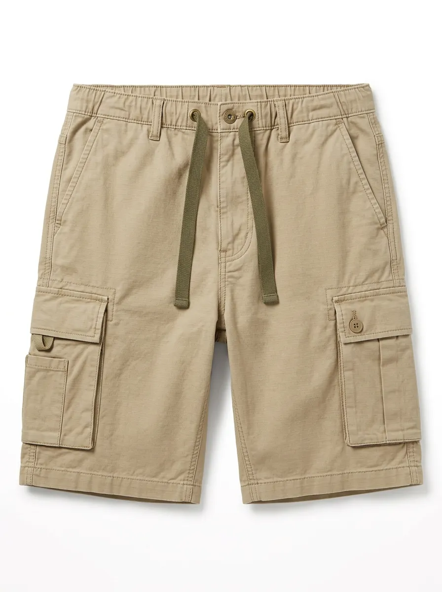 Men's Casual Outdoor Khaki Multi-Pocket Cargo Shorts