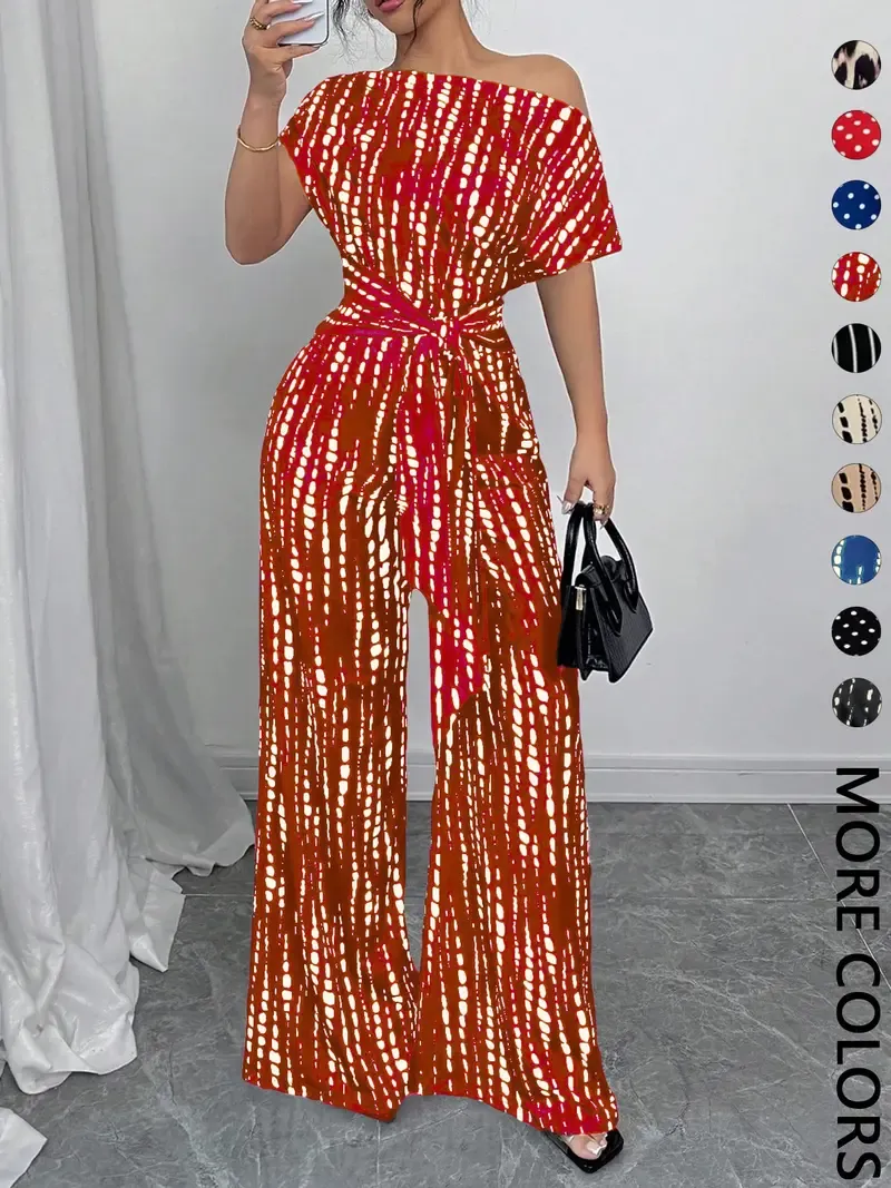 Women's printed tie-waist jumpsuit