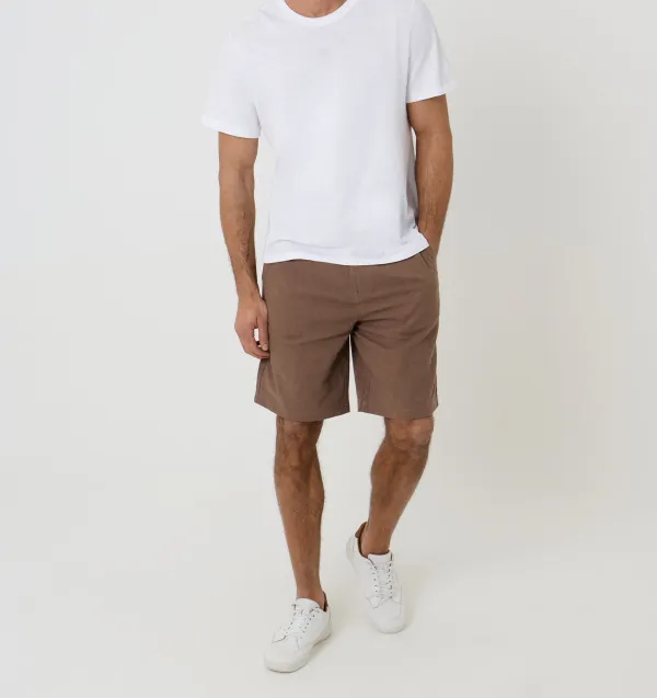 Men's Brown Linen Blend Shorts