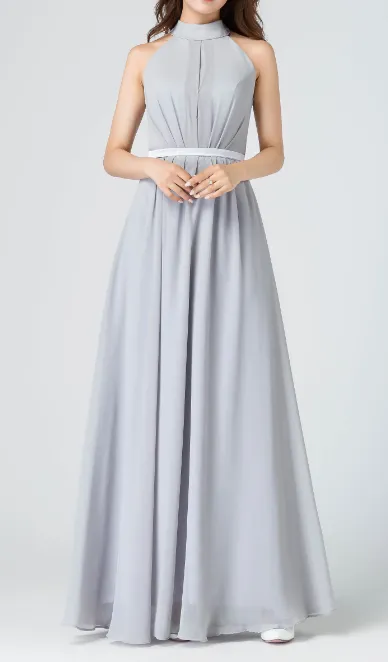 Chiffon A Line Pleated Sleeveless Maxi Dress