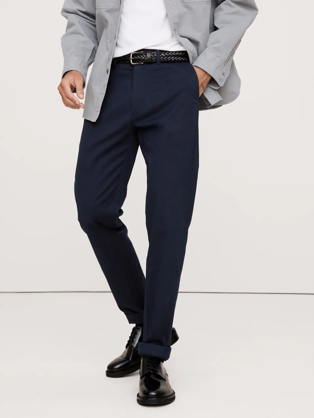 Men's  Organic Cotton Navy Blue Stretch Trousers