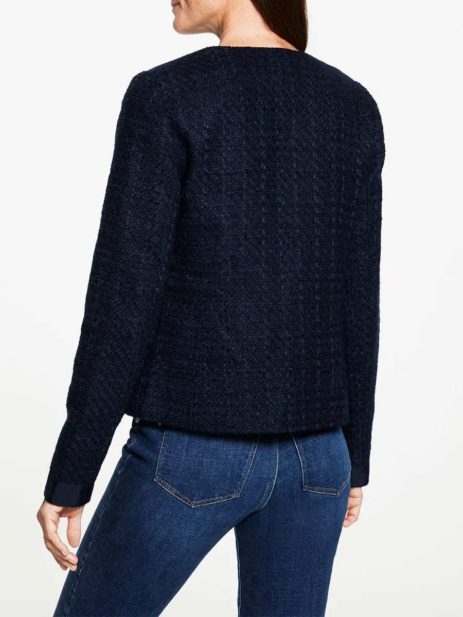 Lady's Elegant Bow Knotted Broadcloth Rolled Edge Casual Jacket