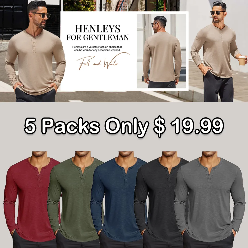 🧍‍♂️ Men’s Henley Long Sleeve Shirt – Lightweight, Soft & Everyday-Ready