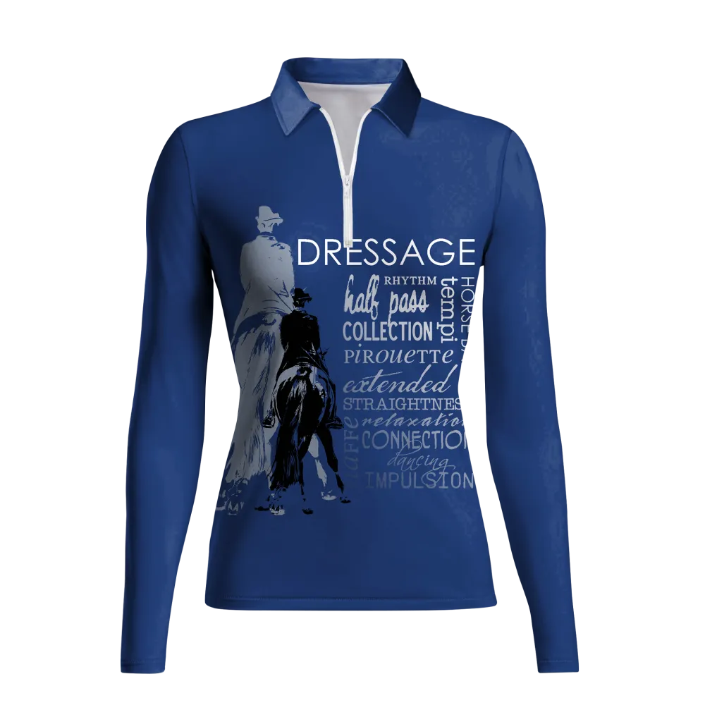Women's Riding Style Dressage Print Long Sleeve Casual Lapel Shirt