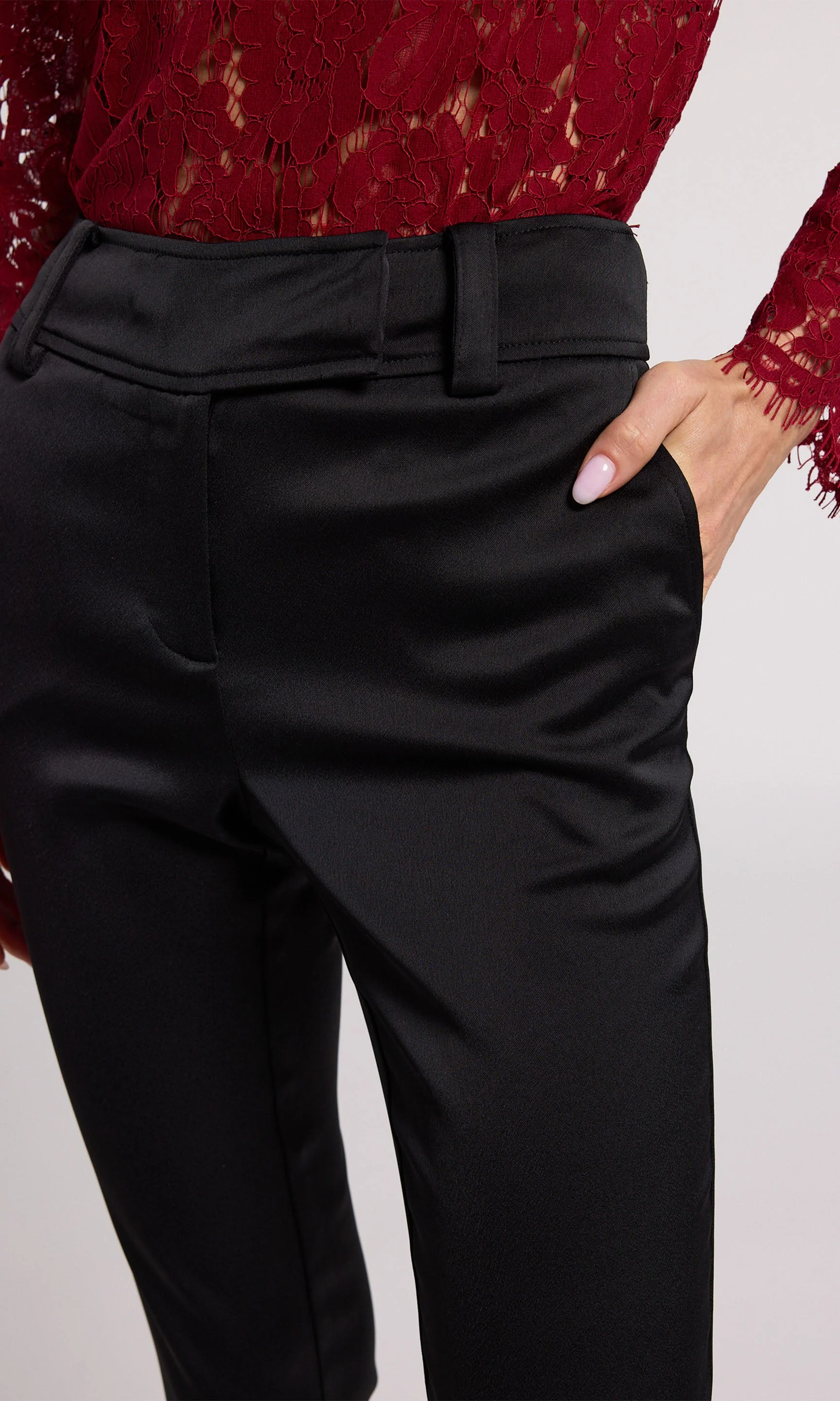 Black Satin Skinny Trousers