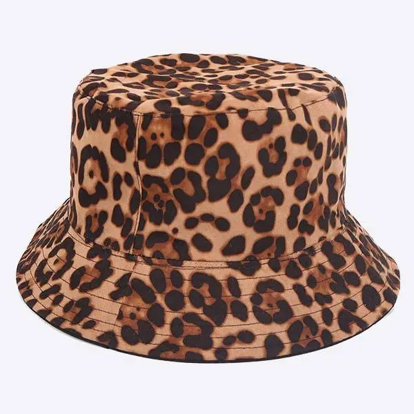 Suede Leopard-Print Bucket Hat 31882522C