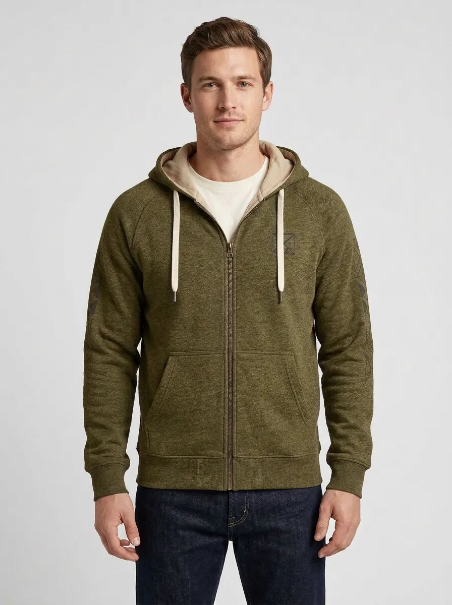 Relaxed Geometric Zip-Up Design Men's Sport Jacket