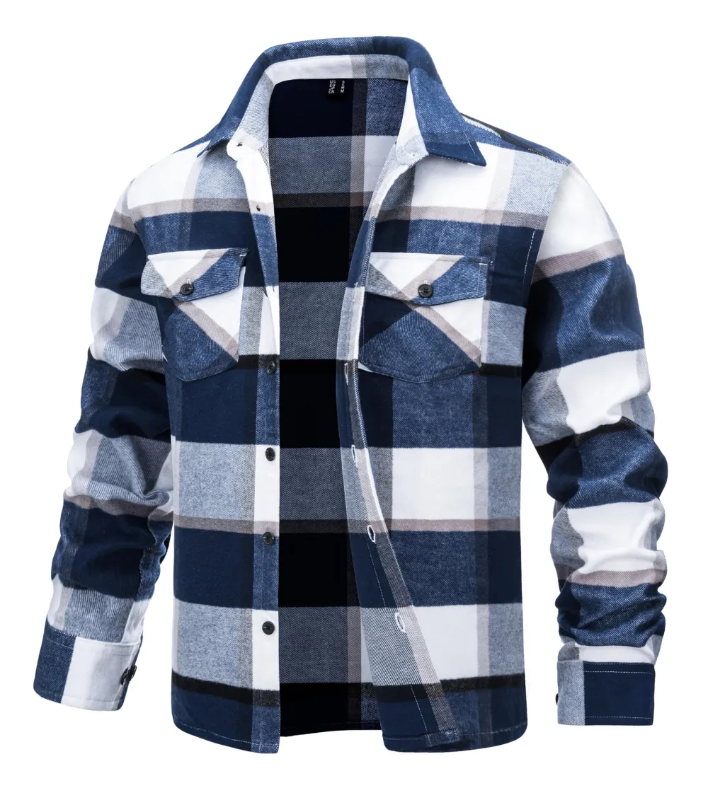 Men's Flannel Shirts Brushed Fleece Flannel Shirts Jacket